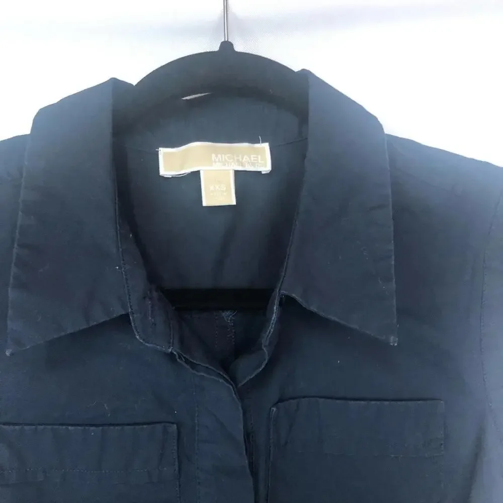 Michael Kors Navy Shirt Dress Cap Sleeve Very Straight Fit Classic Color